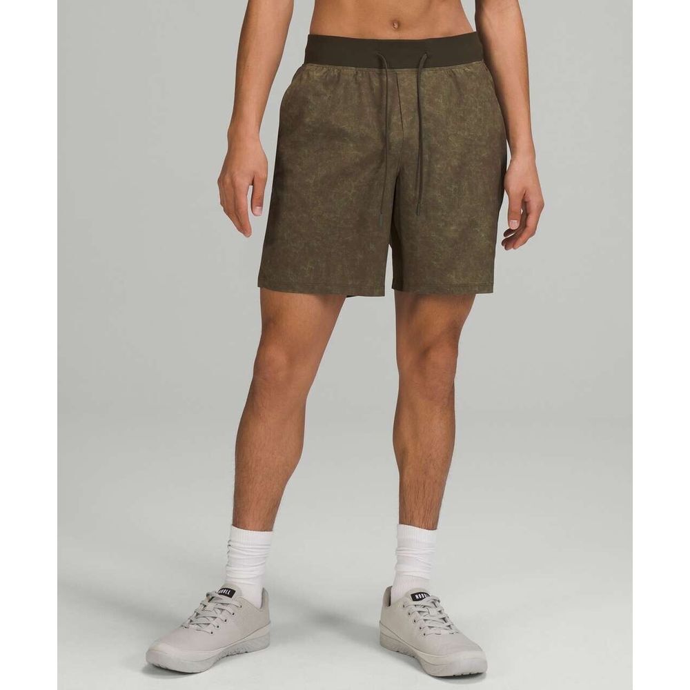 Lululemon T.H.E. Linerless Short 9" Mens Small Gravel Dust Dark Olive Camo‎ $68